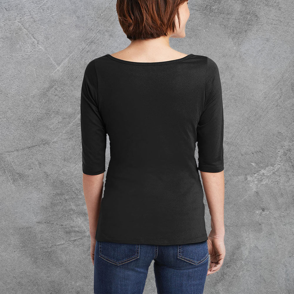 women-vintage-three-quarter-sleeve-black-shirt-back-109a-tshirt